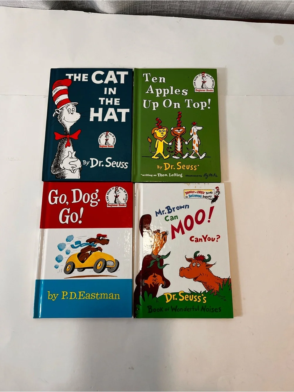 Dr. Seuss Blue Cat in the Hat & Green Ten Apples Up On Top! Book Lot of 4